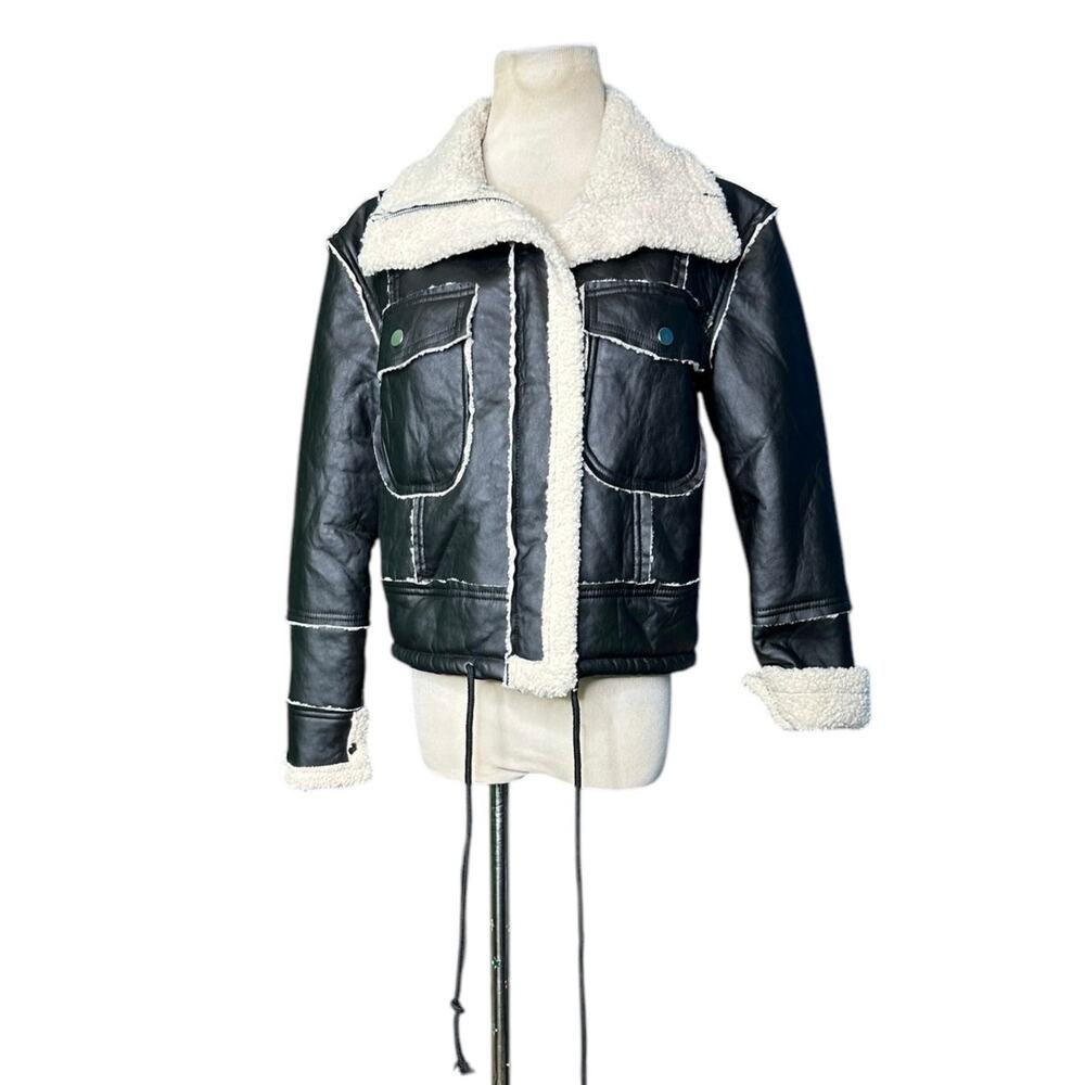 Critor Sherpa Lined Bomber Thick Winter Moto Jacket size Small